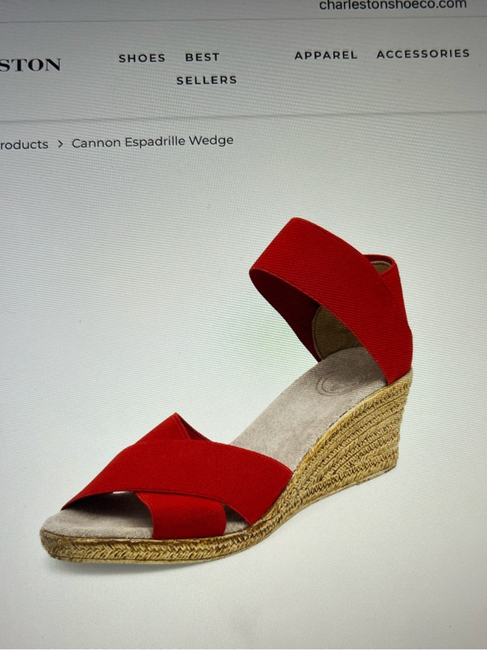 Worn only once! CHARLESTON SHOE CO. Red Espadrille Wedge Sandals 8